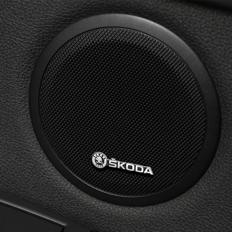 JBIW9 Car Styling 3D Metal alloy Speaker Audio Stickers Badge Emblem Decal For Skoda Fibia 2 Superb Octavia 2 MK2 FL A5 2009 2010