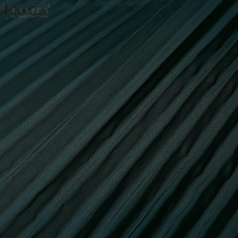 ZANZEA Женское повседневное длинное платье с круглым вырезом и длинным рукавом в стиле пэчворк