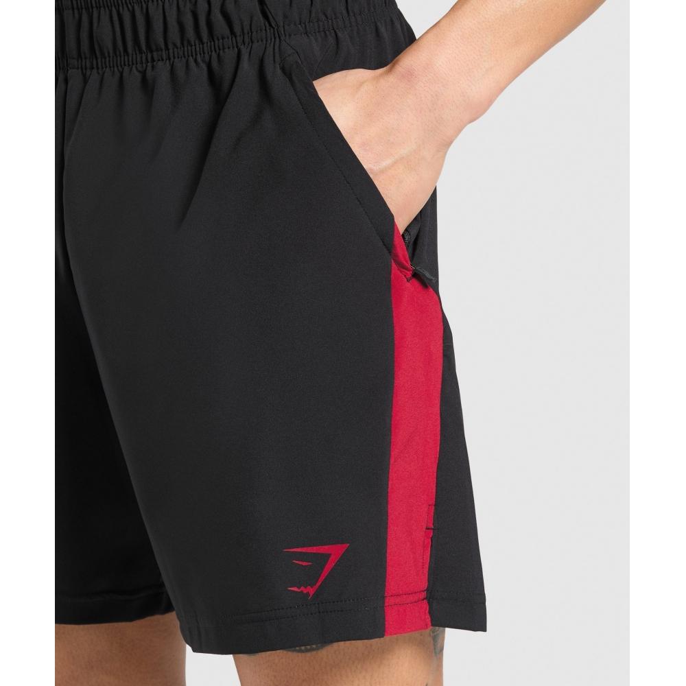 Gymshark Спортивные шорты 7 черные, кондиционирующие, красные A1b3l Bc1d