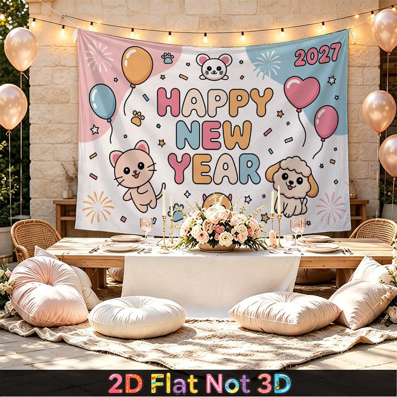 Party Backdrop New Year Animal Flat Cute Multi Layered Celebrations Photo Booth Decor Front Door Decor