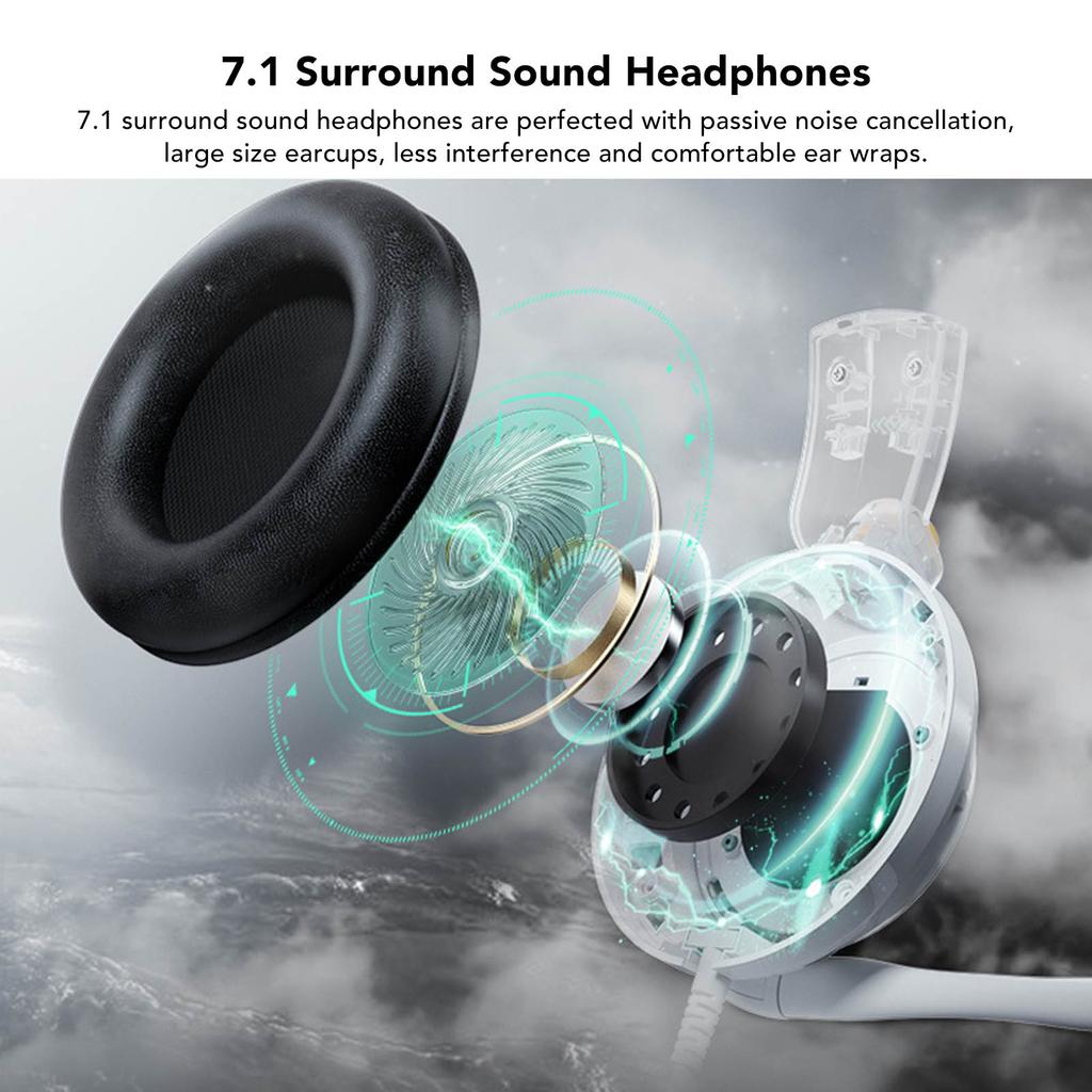 Игровая гарнитура Virtual 7.1 Surround Sound LED Lighting Встроенные элементы управления USB игровые наушники с