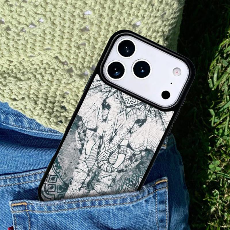Elephant-Aztec-Blue phone case cover Compatible with for IPhone 17air 16e 15 14 13 12 11Pro Max 17 Air