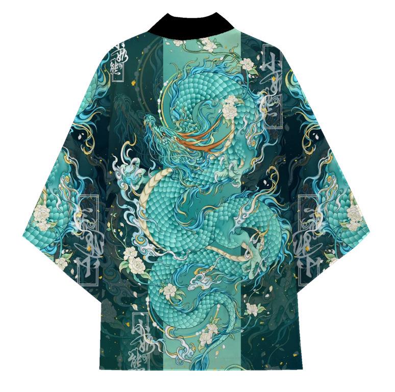 Fashion Anime Dragon Print Cardigan Kimono Harajuku Women Men Yukata Female Japanese Streetwear Traditional Cosplay Haori