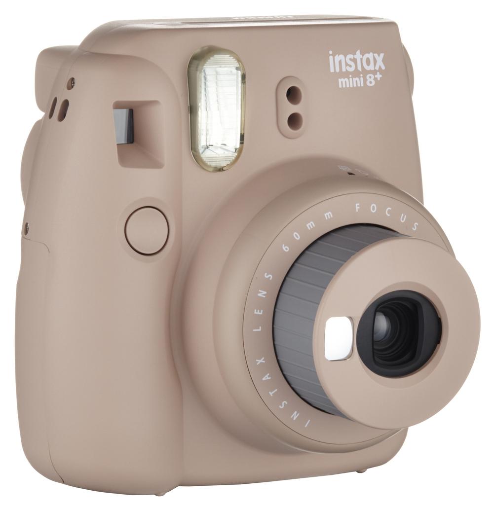 Fujifilm Фотоаппарат моментальной печати instax mini8 plus с макрообъективом и оригинальным ремешком на руку Cocoa INS MINI 8P COCOA
