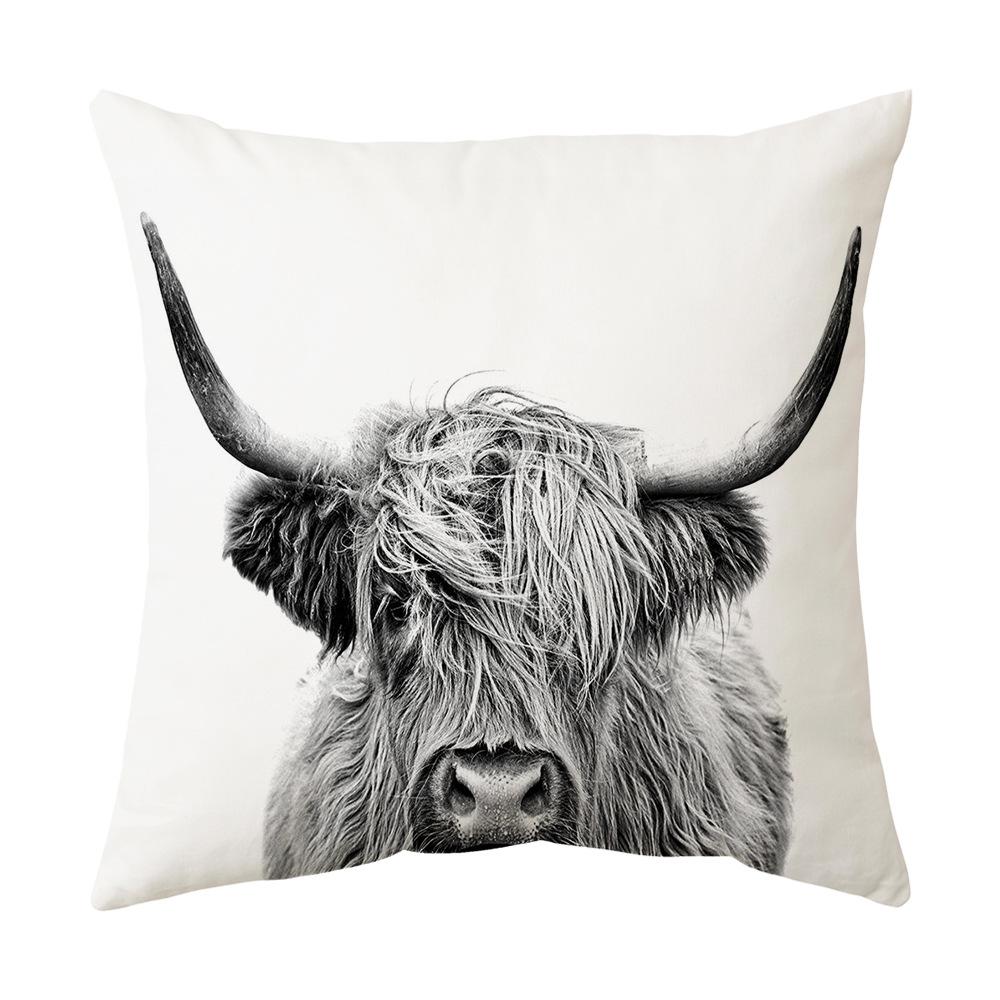 Подушка в новом стиле черно-белая с животным принтом коровы, наволочка с геометрическим абстрактным рисунком для диванной подушки, прикроватная подушка