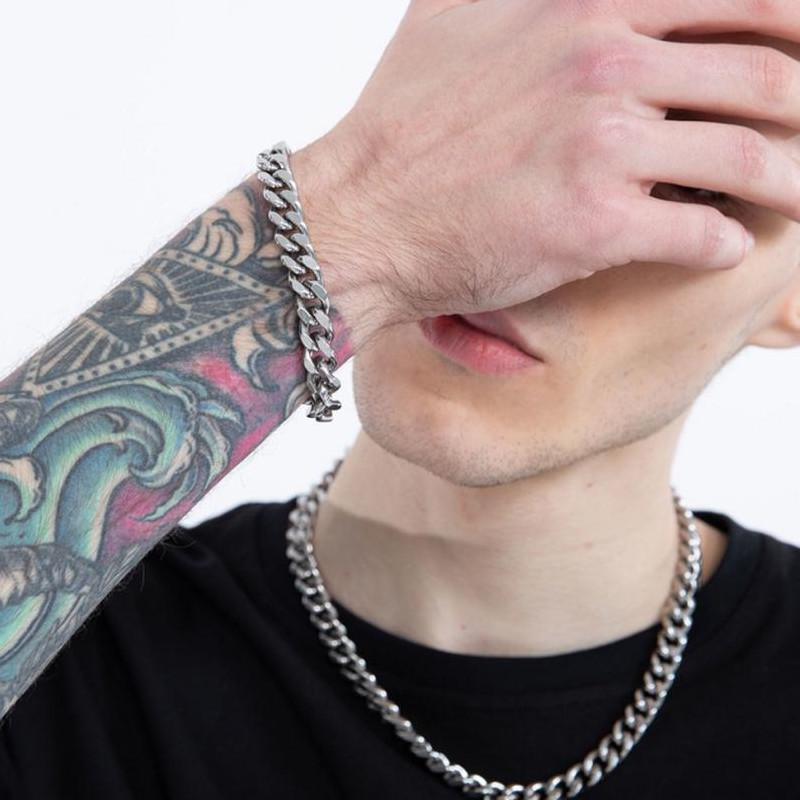 Высококачественное кубинское ожерелье из титановой стали с квадратной пряжкой – украшения в стиле хип-хоп унисекс