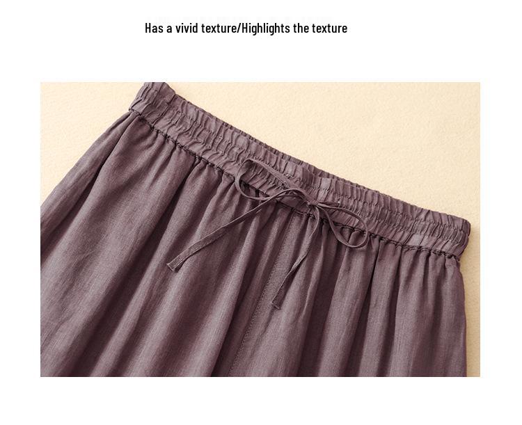 Женские повседневные брюки с широкими штанинами и эластичной талией - Хлопок Лен Двухслойные