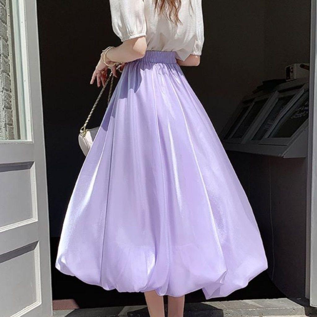Sparkle Satin Midi Skirt With High Waist For Women Spring Summer Fashion