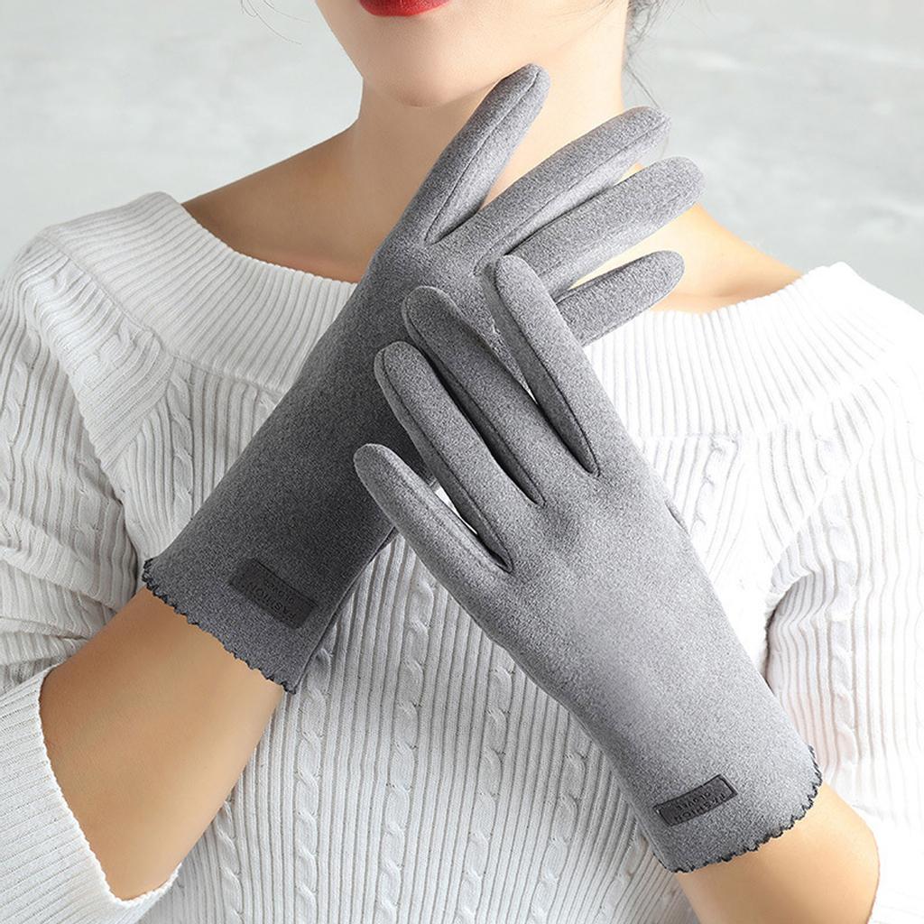 Перчатки ярлыка сплошного цвета немецкие кожаные с экраном Т-оуч для указательного пальца