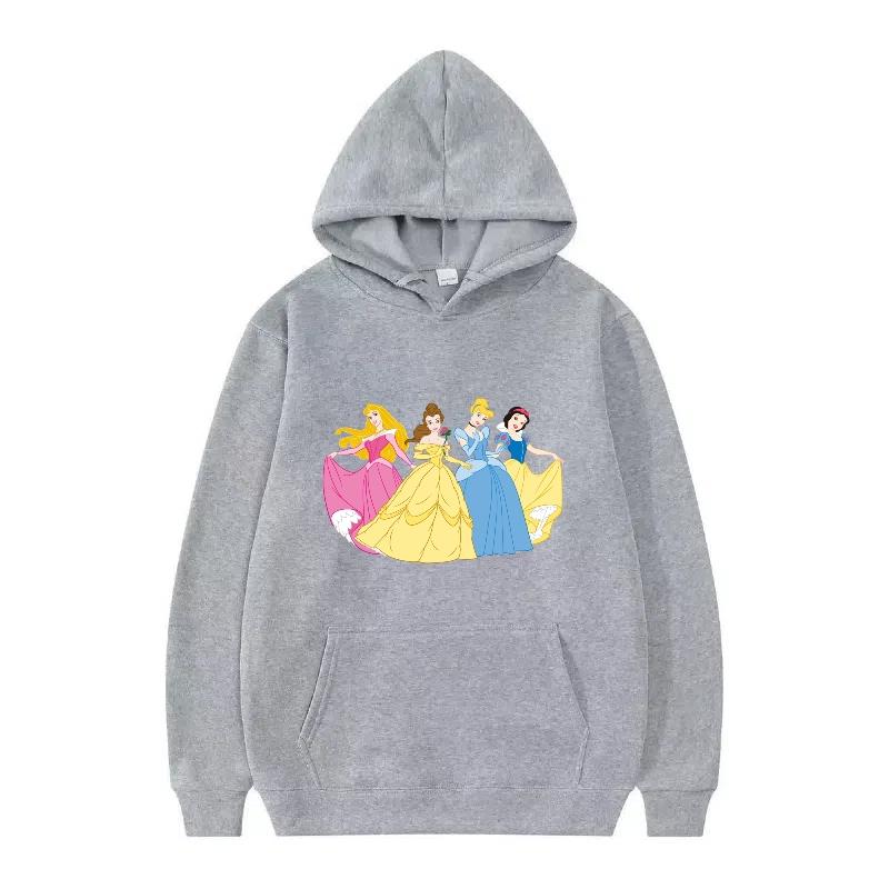 Disney Princess Pattern Woman Fashion Sporty Loose Black Spring Tops Clothes Pullovers Ladies Cheap Y2k Hoodies Men Sweatshirts