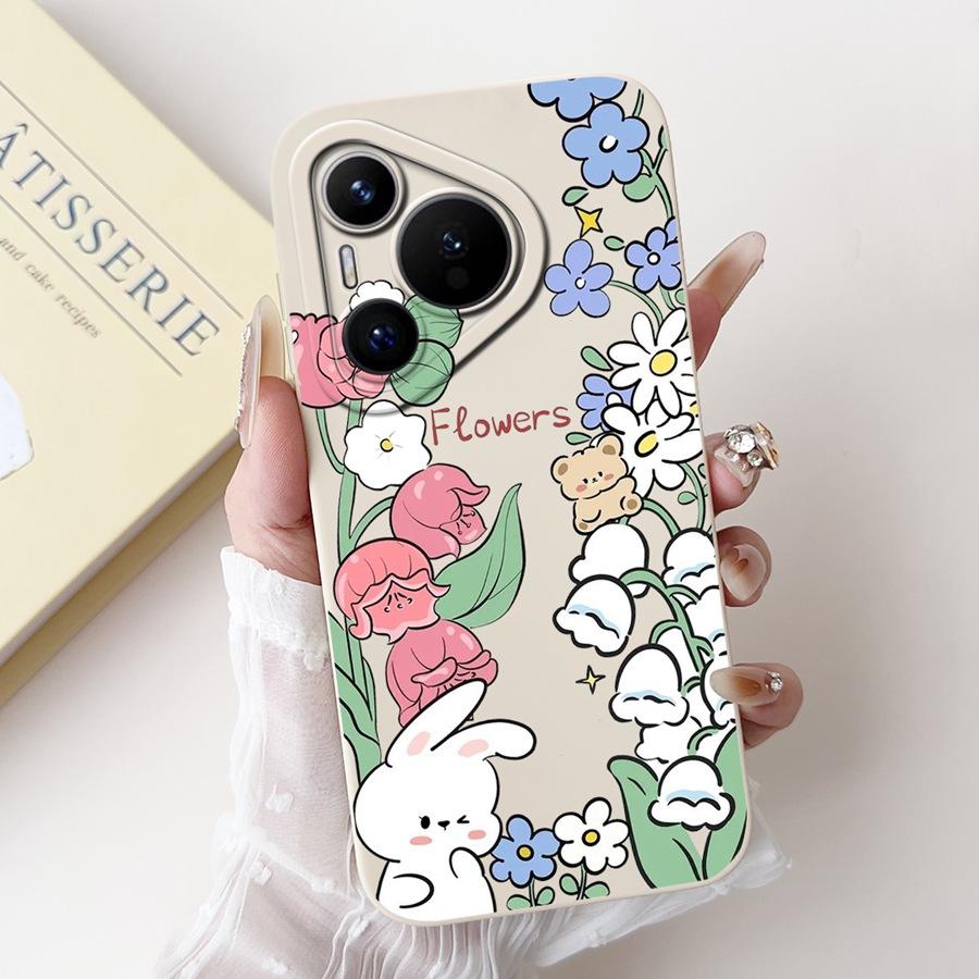For Huawei Pura 70 Case Pura 70 Pro Back Cover Flower Slim Soft Silicone Funda Huawei Pura 70 Pro+ Shockproof Capa