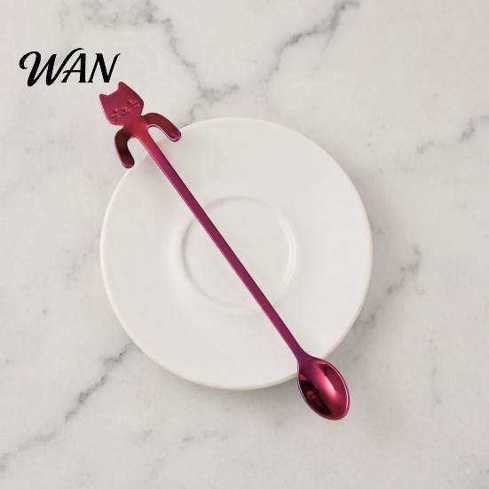 Stainless Steel Coffee Spoon 304 Spoon, Hanging Cat for Mugs Tall Cups, Long Reusable Stirrer Handle Tea Stirring Ideal Desserts & Ice Cream