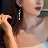 Long Earrings Elegant Pearl Tassel Earrings for Women Crystal Drop Earrings Korean Fashion Dangle Earrings Wedding Party Jewelry