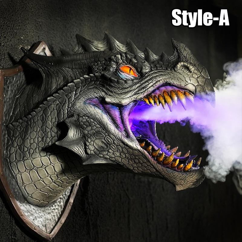 Sprayer LED Dragon Head Hanging Lamp Lantern Wall Lamp Resin Dinosaur Crafts Halloween Decoration Pendent Lamp