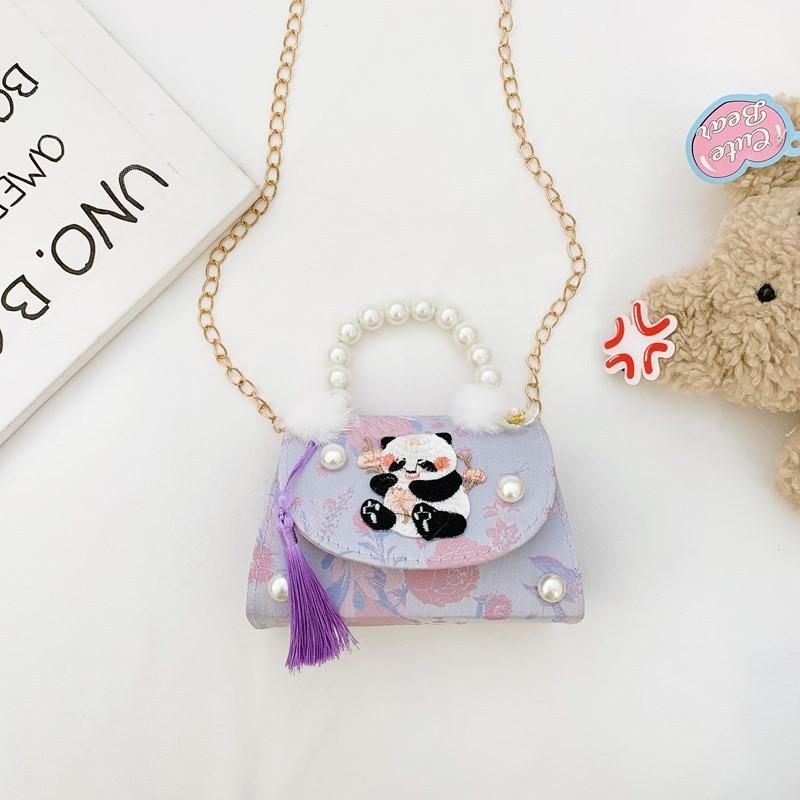 Genderneutral Kids Stylish Shoulder Bag With Cute Panda And Beautiful Chain Details