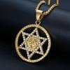 European and American Hip Hop Jewelry with Diamond Studded Davids Hexagram Pendant Necklace