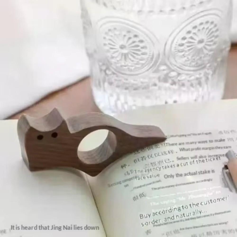 One Hand Operation Wooden Cat Bookmark Page Turning Fixed Page Holder Bookmark Book Use
