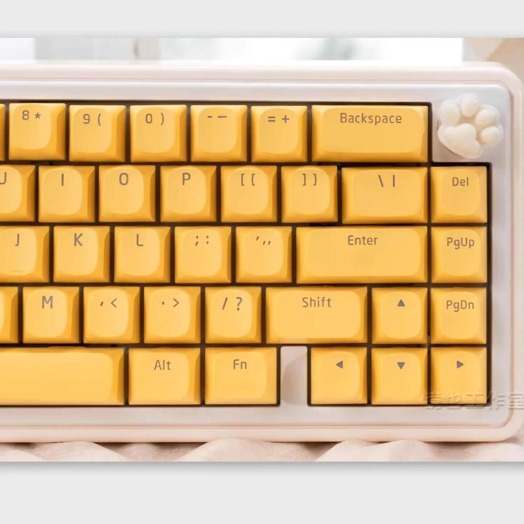 Little Pudding Yellow Character Translucent OEM Key Cover Kit PBT+PC 117 Key for 68 75 87 104 Mechanical Keyboard