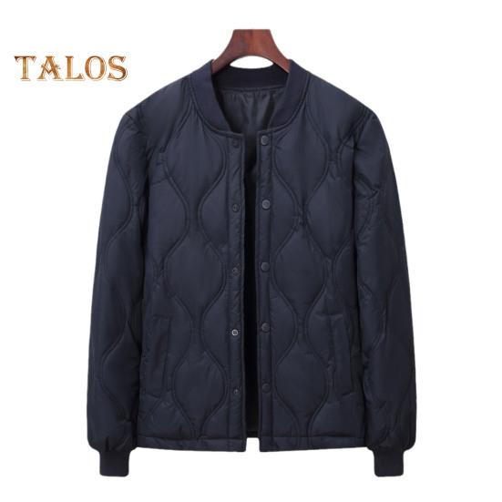 Мужское пуховое пальто с воротником-стойкой, длинными рукавами, застежкой на пуговицы, однотонная куртка с боковыми карманами, стеганая верхняя одежда для отдыха на открытом воздухе