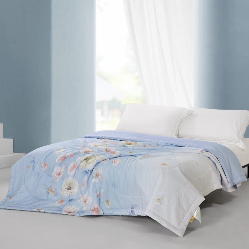 Mercury Home Textiles Soft Blue Iris L-Theanine Cooling Cotton Summer Quilt