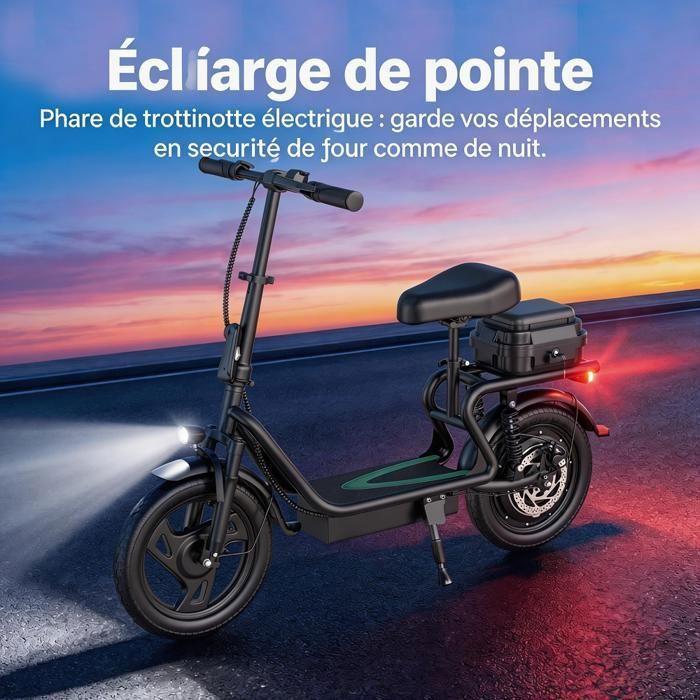 Trottinette électrique avec siège - Moteur 500W - Autonomie MAX 64km - Vitesse 35 km/h - 20.8 Ah - Deux roues 14"