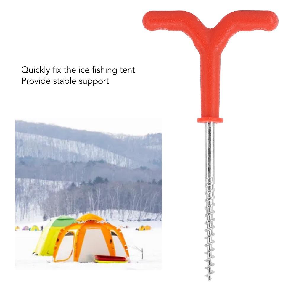 5PCS Metal Plastic Ice Fishing Stakes Y-Handle Grip Tent Stakes Drill Rod Holders Winter Camping
