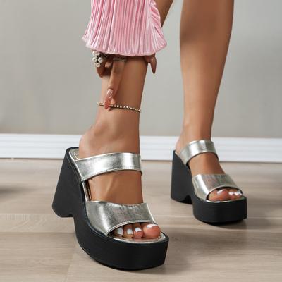 Женские тапочки на платформе, новая летняя модная обувь на танкетке с открытым носком для женщин, повседневные пляжные тапочки на толстой подошве, женские Zapatos