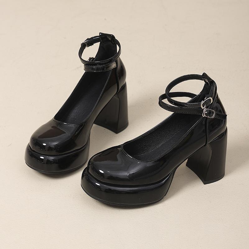 Французские туфли Мэри Джейн на толстом каблуке из маленькой кожи, для девочки, весна 2025, новый высокий каблук, ретро сказочный стиль с юбкой, модная обувь