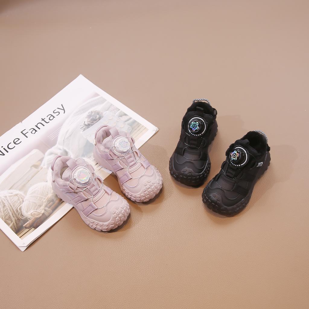 New winter children's sneakers for girls plush medium and large children's two cotton dad shoes