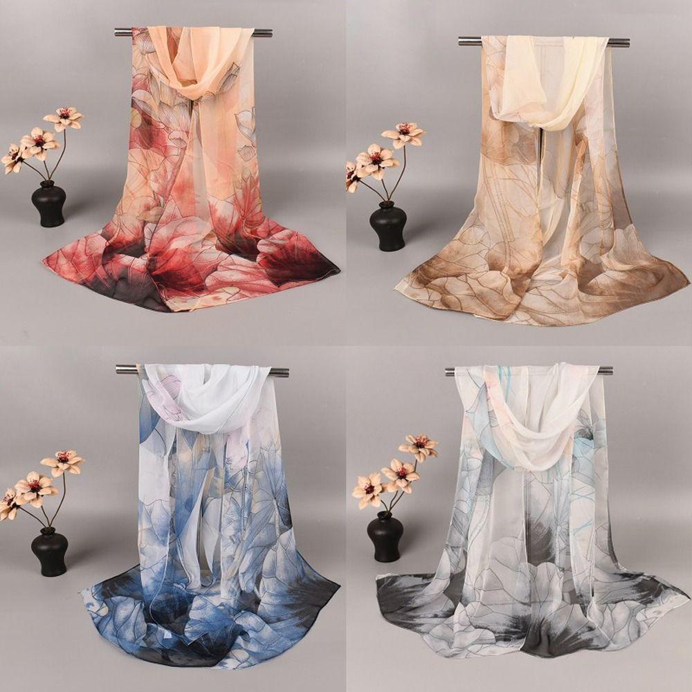 50*160cm Silk Scarf Satin Surface Long Shawl Fashion Printed Scarves For Women Girls