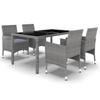 Outdoor Dining Sets 5 Piece Garden Dining Set Poly Rattan And Tempered Glass Grey