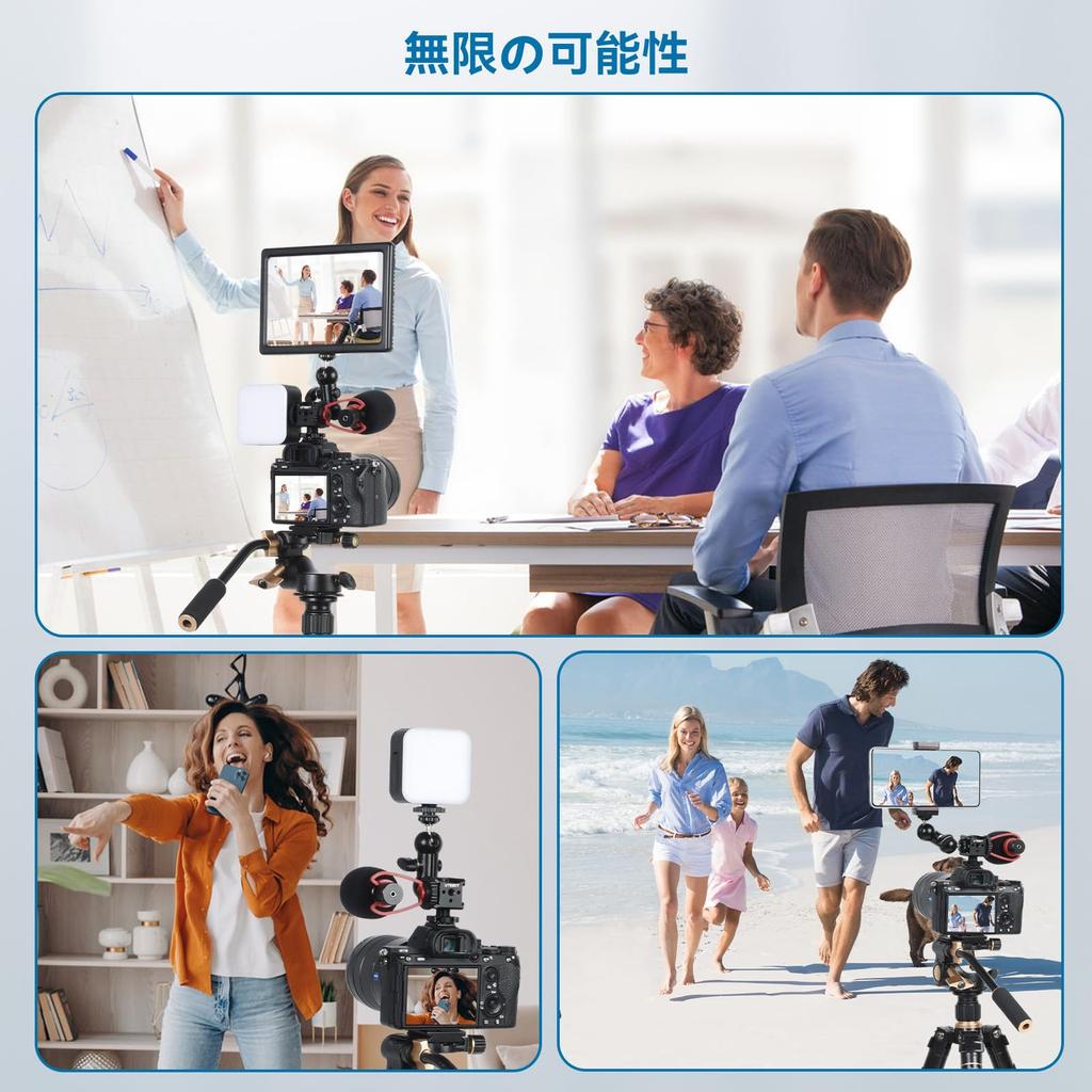 UTEBIT Hot Shoe Adapter 3 Cold Shoe Mount Magic Arm Set Strobe Shoe Mount Aluminum Magic Arm Camera Accessories Load Capacity 2kg Compatible with +