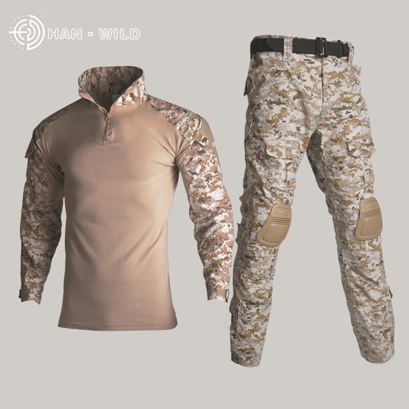 Tactical Gear Camouflage Tactical Military Uniform Clothing Sets Paintball US Army Combat Shirt + Cargo Pants with Elbow & Knee Pads