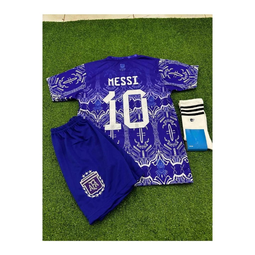Детский футбольный трикотаж с принтом Месси «Черная пантера» из Аргентины, комплект из 3 трикотажных изделий, шорт, носков