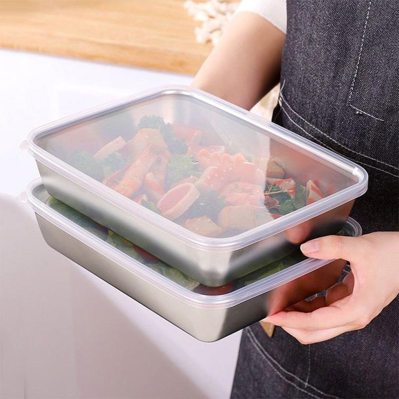 Коробка для хранения свежих продуктов из нержавеющей стали, герметичный контейнер для хранения продуктов с крышкой, коробка для еды бенто, инструмент для пикника на открытом воздухе и кемпинга