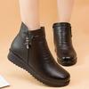 Зимние кожаные ботинки для зрелых женщин Теплые хлопковые туфли с мягкой нескользящей толстой вельветовой подкладкой Плоские ботильоны Женская обувь