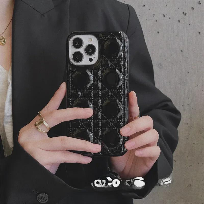 Patent Leather Stitching Candy Color Case for Apple 11 Pro Max/12 Pro/14 Pro Max