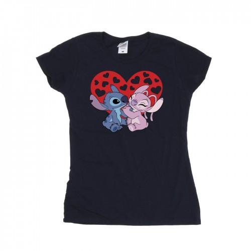 Disney Womens/Ladies Lilo & Stitch Hearts Cotton T-Shirt