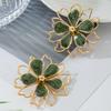 Белые Зеленые Серьги-Гвоздики с Цветами для Женщин Девочек Геометрические Серьги с Масляной Каплей Аксессуары Подарок на Праздничную Вечеринку Модные Ювелирные Изделия Подарки