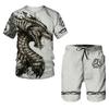 Dragon Pattern 3D Print Men's T-shirt Sets Summer Casual Round Neck T-Shirt Shorts Two Piece Set Trend Man Clothing Pullover