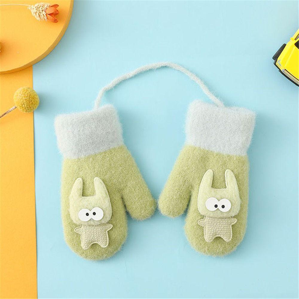 Пушистая подкладка Детские вязаные перчатки для малышей Мягкие мультяшные варежки Модные теплые перчатки для девочек и мальчиков