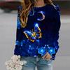 Fall Autumn Women'S Fashion O Neck Long Sleeve T-Shirt Loose Clothes Moon Butterfly Print T Shirt For Girls Street