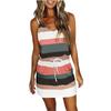 Летнее женское повседневное свободное платье в стиле бохо без рукавов в полоску контрастного цвета, пляжное платье с карманами