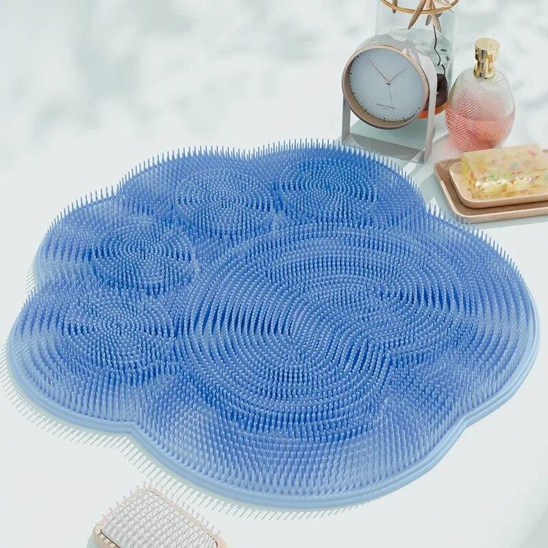 Silicone Shower Back Massage Reusable Cleaning Brush Shower Feet Wash Mat Multifunction Sucker Wall Mat Rub Foot Arms Body Bath