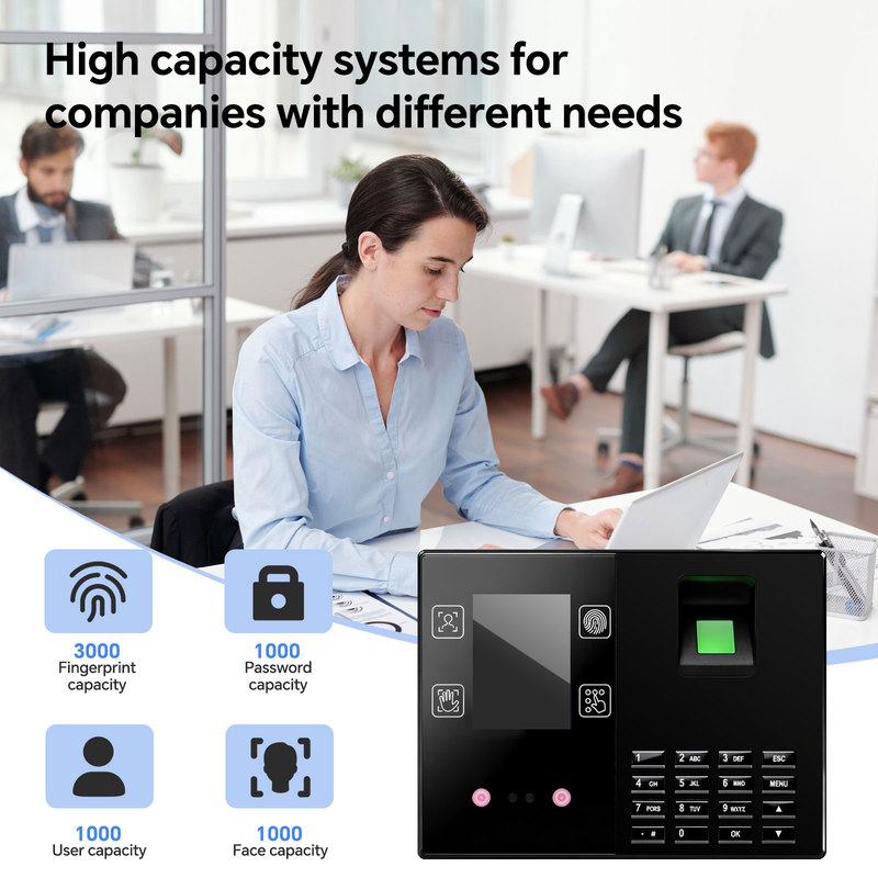 ST200 Advanced Multi-Biometric Time Clock: Fingerprint, Password & Face Recognition for Small Business Tracking with High Secure