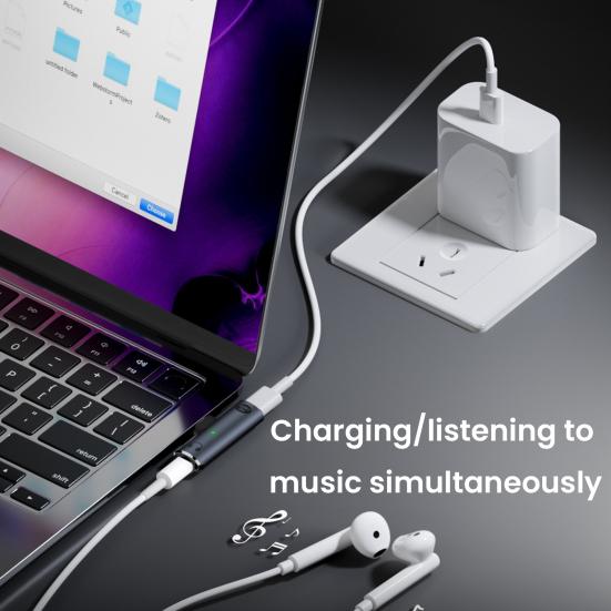 Адаптер USB C на 3,5 мм аудиоразъем с быстрой зарядкой PD 100 Вт, двухпортовый адаптер, универсальный адаптер для наушников