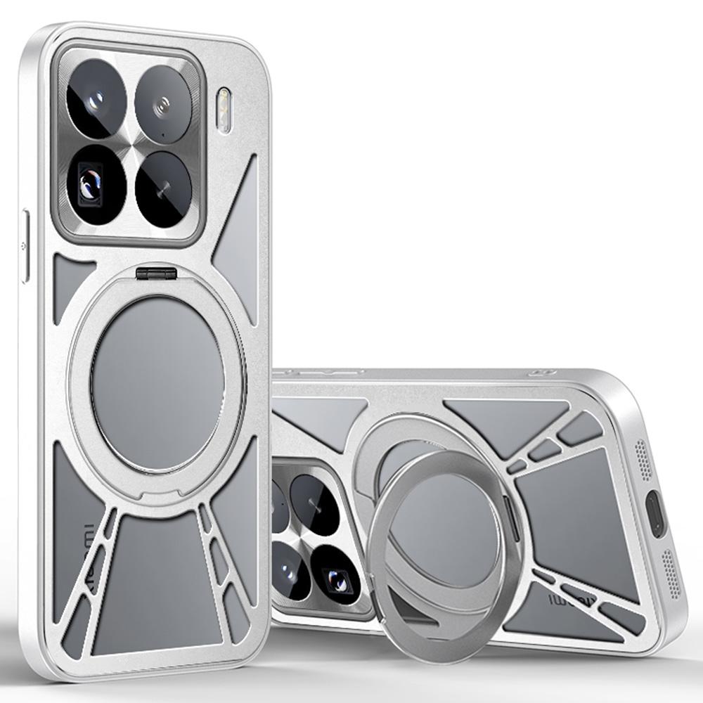 Для Xiaomi 15 Чехол Магнитная подставка Полая теплоотводящая Силикон+ПК+Металлический бампер Чехол для телефона