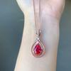 Ювелирные изделия из розового золота Ювелирные изделия из рубина с каплями воды Ожерелье с подвеской Имитация голубиной крови Турмалин Серьги-гвоздики