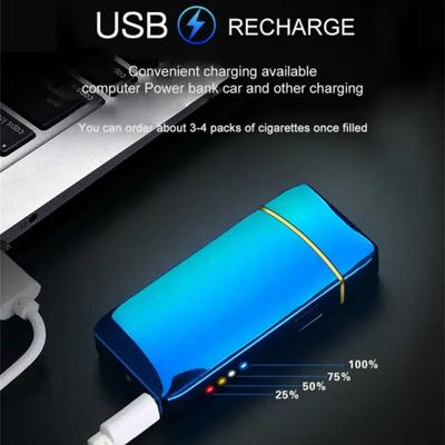 Новая USB-зажигалка с двойной дугой, ветрозащитная, электрическая, металлическая, с двойной дугой, без пламени, плазменная, со светодиодным дисплеем питания, сенсорная
