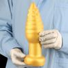 Очень большой мягкий золотой силиконовый конический анальный штекер с присоской для фистинга, дилдо, расширитель, игрушка, большой пенис